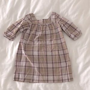 Classic Bonpoint Dress in tan purple brown plaid, size 3